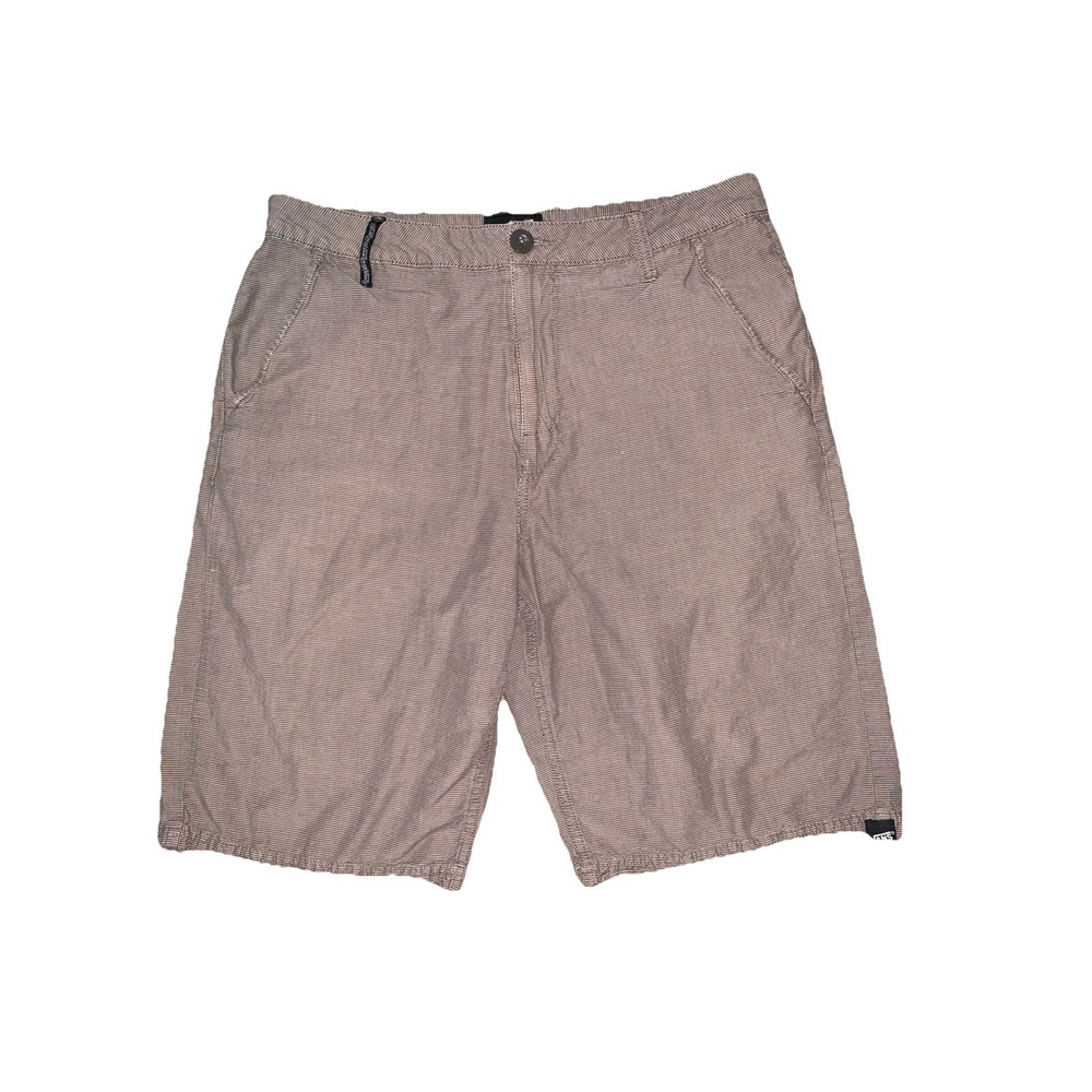 VANS men's 32 Shorts horizontal striped flat front Brown 11" Inseam Skateboard